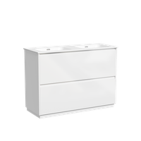 Тумба под раковину SANCOS Libra Floor напольная, 1190х450х840, c двумя ящиками оснащенными доводчиками, белый глянец , арт. LB120F-1W LB120F-2W — фото 1, Тумбы под раковину