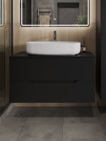 Orange Line Li-100TubMDF+B07-675W тумба с раковиной подвесная 100 см, черный/белый Li-100TubMDF+B07-675W — фото 3, Тумбы с раковиной