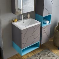 Комплект мебели для ванной Бриклаер КРИСТАЛЛ 60Z, графит/муссон — фото 7, Комплекты мебели для ванной