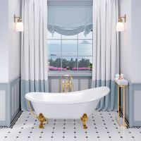 Ванна EDELWEISS 170 см из литьевого мрамора NOVA GEL с золотыми ножками/ Aqua de Marco 1170WGEDE_GEL — фото 1, Ванны