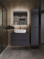 Orange Line Li-80TugMDF+B07-540W тумба с раковиной подвесная 80 см, графит/белый Li-80TugMDF+B07-540W — фото 5, Тумбы с раковиной