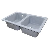 Кухонная мойка AZARIO Alba 780x490x190 двойная, искусственный мрамор, сифон в комплекте, цвет серый арт-CS00105219 — фото 1, Кухонные мойки