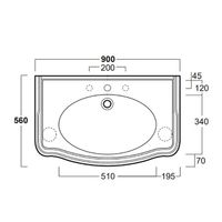Раковина SIMAS ARCADE подвесная на тумбу на ноги на кронштейны с одним отверстием со спинкой цвет белый AR864 — фото 2, Раковины подвесные