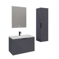 Тумба подвесная "БЛИСС-80 см" с 1 ящ. графит матовая (ум. Блисс-80 см.) 108048 — фото 2, Комоды и тумбы для ванной комнаты