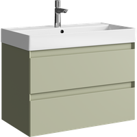 Подвесная тумба с двумя ящиками 81 см, цвет зеленый шалфей с умывальником арт-GE01082SH — фото 4, Тумбы с раковиной