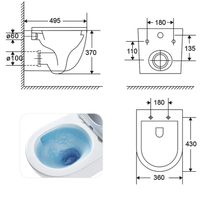 Унитаз подвесной Azario TERSO 495x360x370 безободковый, слив "Скрытое Торнадо" с быстросъемным сиденьем "Микролифт" арт-AZ-092E-UQ3 — фото 14, Подвесные унитазы