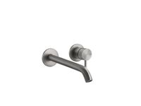 Смеситель для раковины, Gessi, Intreccio, тип открывания воды-однорычажный, тип установки-встраиваемый, отверстия для монтажа-2, высота, мм-114, вынос излива, мм-200, внутренняя часть-необходимо заказать, цвет-Black Metal Brushed PVD арт-54186.707 — фото 2, Смесители для раковины