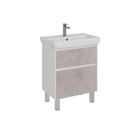 Тумба Lemark COMBI 70 см под 1 раковину, подвесная/напольная, 2 ящика, цвет фасада: Бетон, цвет корп арт-LM03C70T-Beton — фото 4, Тумбы под раковину