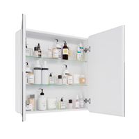 Шкаф зеркальный Lemark ELEMENT 80х80 см 2-х дверный, с подсветкой, с розеткой, цвет корпуса: Белый арт-LM80ZS-E — фото 3, Зеркальные шкафы в ванную