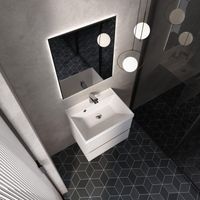 "S1" тумба под умывальник подвесная 60 см., цвет белый глянец. арт-AQM900160WH — фото 3, Тумбы под раковину