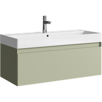 Подвесная тумба с одним ящиком 100 см, цвет зеленый шалфей с умывальником арт-GE01101SH — фото 4, Тумбы с раковиной