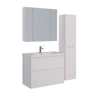 Тумба Lemark VEON 90 см под 1 раковину, подвесная/напольная, 2 ящика, цвет корпуса, фасада: Белый гл арт-LM01V90T — фото 5, Тумбы под раковину