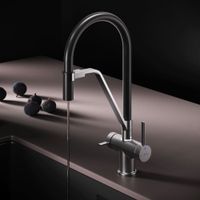 F8F07812 Func, смеситель для кухни с каналом для питьевой воды и гибким изливом, сатин,черн. излив — фото 1, Смесители для кухни