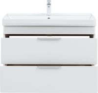 Тумба с раковиной Aquanet Ирис new 90 подвесная 2 ящ. цв. белый глянец 00342092 — фото 8, Тумбы с раковиной