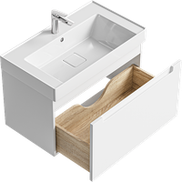 Подвесная тумба с одним ящиком 81 см, цвет белый с умывальником арт-VAN01081 — фото 2, Тумбы с раковиной