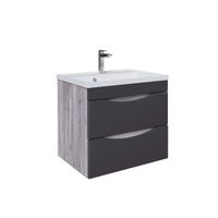 Тумба подвесная "ТАЛИС-60 см" с 2-я ящ.(ум.Classika-60) бетон пайн/серая 106008 — фото 1, Тумбы под раковину