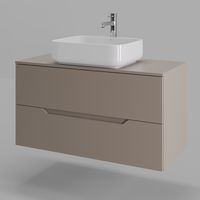 Orange Line Li-100TuLMDF+B05-500W тумба с раковиной подвесная 100 см, латте/белый Li-100TuLMDF+B05-500W — фото 1, Тумбы с раковиной