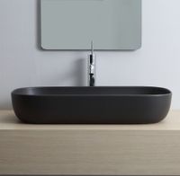 Раковина Scarabeo GLAM накладная без перелива без отверстий цвет черный матовый с антибактериальным и грязеотталкивающим покрытием BIOKER арт-1803 49 BK — фото 3, Раковины накладные