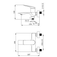 Смеситель для ванны Azario Lursy с ручным душем, керамический картридж, шланг 150 см, черный матовый арт-AZ-K3049B — фото 7, Смеситель для ванны