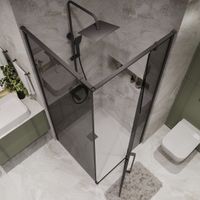 Товар: Душевое ограждение Niagara Nova NG-2831-34BLACK (90х90х195) квадрат,черный матовый,дверь распашная,стекло тонированное,1 место - фото 5 Душевое ограждение Niagara Nova NG-2831-34BLACK (90х90х195) квадрат,черный матовый,дверь распашная,стекло тонированное,1 место — фото 5, Квадратные душевые уголки