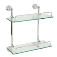 GIALETTA Полка двойная с галереей L35 см, прозрачное стекло/хром VR.GIL-6492.CR — фото 1, Полки для ванной и душа