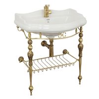 Комплект консоль BELLA напольная 73 см. ажурная с решеткой бронза, раковина IMPERO керамика белая 31192 — фото 1, Консоли для раковины