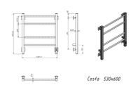 Полотенцесушитель электрический Grota Costa 530х600 белый Costa 530х600 RAL9016 EL — фото 2, Электрические полотенцесушители