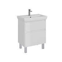 Тумба Lemark COMBI 70 см под 1 раковину, подвесная/напольная, 2 ящика, цвет корпуса, фасада: Белый г арт-LM03C70T — фото 4, Тумбы под раковину