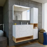 Комплект мебели для ванной Бриклаер , белый/дуб бунратти арт-КРИСТАЛЛ 100ZB — фото 6, Комплекты мебели для ванной