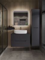 Orange Line Li-80TugMDF+B04-600W тумба с раковиной подвесная 80 см, графит/белый Li-80TugMDF+B04-600W — фото 5, Тумбы с раковиной