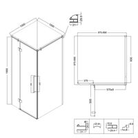 Душевое ограждение Niagara Nova NG-6832-34ВLACK (100х100х195) квадрат,черный матовый,двери распашные,стекло прозрачное,1 место NG-6832-34BLACK — фото 13, Квадратные душевые уголки