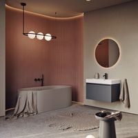 Подвесная тумба 81 см с одним ящиком в сером цвете, с умывальником PUR0108GRM — фото 4, Тумбы с раковиной