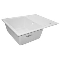 Кухонная мойка AZARIO Tavas 620х480х197 кварцевая, прямоугольная, сифон в комплекте, цвет Белый арт-CS00097670 — фото 1, Кухонные мойки