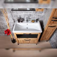 Комплект мебели для ванной Бриклаер ЛОФТ 80L, метрополитен грей — фото 5, Комплекты мебели для ванной