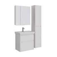 Тумба Lemark COMBI 70 см под 1 раковину, подвесная/напольная, 2 ящика, цвет корпуса, фасада: Белый г арт-LM03C70T — фото 5, Тумбы под раковину