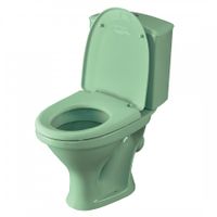 Товар: Унитаз-компакт "Вест" косой выпуск, с кнопочной арматурой и сиденьем, салатовый SANTERI 1P2018S0400BF - фото 1 Унитаз-компакт "Вест" косой выпуск, с кнопочной арматурой и сиденьем, салатовый SANTERI 1P2018S0400BF — фото 1, Напольные унитазы