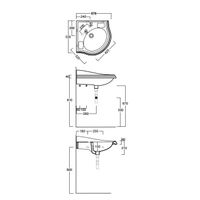 Раковина SIMAS ARCADE угловая подвесная на консоль с одним отверстием со спинкой цвет белый арт-AR884 — фото 2, Раковины подвесные