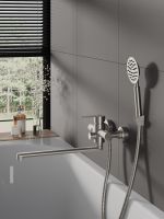 Товар: Agger Zest смеситель для ванны однорычажный универсальный с душевым набором, никель матовый арт-A0721133 - фото 5 Agger Zest смеситель для ванны однорычажный универсальный с душевым набором, никель матовый арт-A0721133 — фото 5, Смеситель для ванны