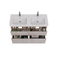 Тумба Lemark COMBI 125 см под 2 раковины, подвесная/напольная,4 ящика, цвет фасада: Бетон, цвет корп арт-LM03C125T-Beton — фото 2, Тумбы под раковину