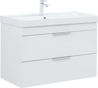 Тумба с раковиной Aquanet Ирис new 90 подвесная 2 ящ. цв. белый глянец 00342092 — фото 1, Тумбы с раковиной