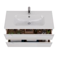 Тумба Lemark MIANO, 100 см под 1 раковину, подвесная, 2 ящика, цвет корпуса, фасада: Белый глянец арт-LM06M100T — фото 2, Тумбы под раковину