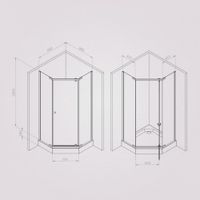 W87G-405-9090-BT Sunny душ огражд 5-угольн, распашн дверь 90x90 черный,стекло прозрачн — фото 4, Душевые кабины и ограждения