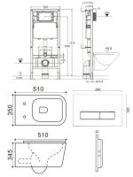 Agger Унитаз подвесной безободковый TORNADO белый с инсталляцией, микролифт, кнопка смыва черная арт-ATI11150+APB244 — фото 1, Комплекты унитаз + инсталляция