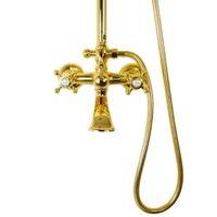 PRESTIGE Душевой настенный гарнитур (см-ль д/ванны/колонна ARCO/верхн.душ/шланг/ручной душ), золото 32793 — фото 4, Душевые гарнитуры