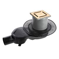 Трап BERGES водосток PLATZ Norma 100х100, золото глянец, S-сифон D50 H60 боковой арт-092158 — фото 12, Трапы для душа