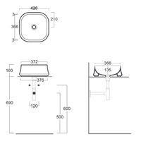 Раковина SIMAS SHARP накладная без отверстий цвет белый SH06 — фото 2, Раковины накладные