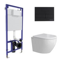 Комплект BERGES: инсталляция NOVUM кнопка L5 Soft Touch черная, унитаз OKUS Rimless 49 см, сиденье дюропласт микролифт, быстросъём арт-043387 — фото 9, Комплекты унитаз + инсталляция