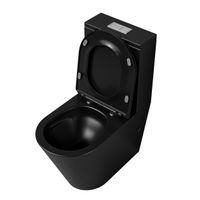 Унитаз напольный Grossman (640х360х835) безободковый,черный матовый с тонкой крышкой,микролифт,смыв торнадо,2 места арт-GR-4458BMSQ — фото 2, Напольные унитазы