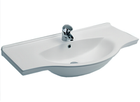 Раковина HATRIA SOPHIE Y0HC01 подвесная или на тумбу с одним отверстием с переливом цвет белый — фото 1, Раковины встраиваемые сверху