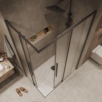 Душевое ограждение Grossman Galaxy 1/2.K33.01.12.21.02-1/2.K33.01.80L.21.02 (120х80х195) раздвижная,черный матовый,стекло шиншилла,2 места арт-300.K33.01.12R80L.21.02 — фото 4, Прямоугольные душевые уголки